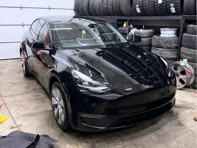 Mobile car detailing Tesla exterior - mirror finish mobile car detailing Westlake